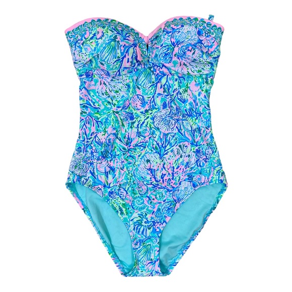 Lilly Pulitzer Jagger Swimsuit Soleil it to Me Surf Blue Sz 14 - Picture 5 of 9